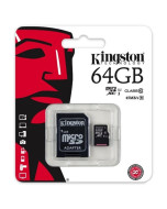 Карта памяти Kingston microSDXC UHS-I 64Gb Class 10 + SD adapter